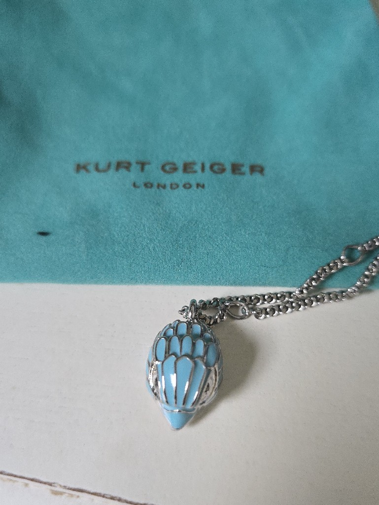 Kurt Geiger Blue Enamel Eagle Necklace With Pouch